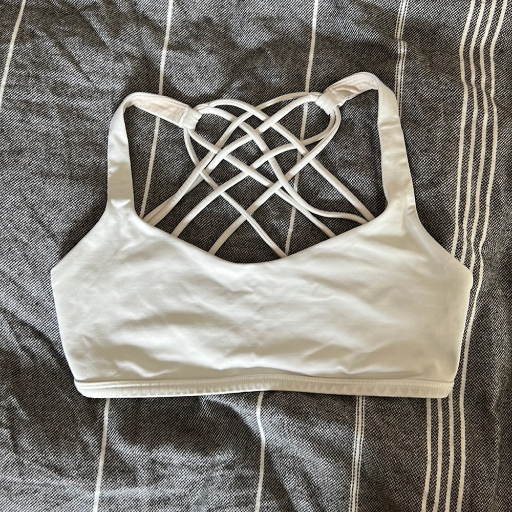 White Lululemon Free to Be Bra